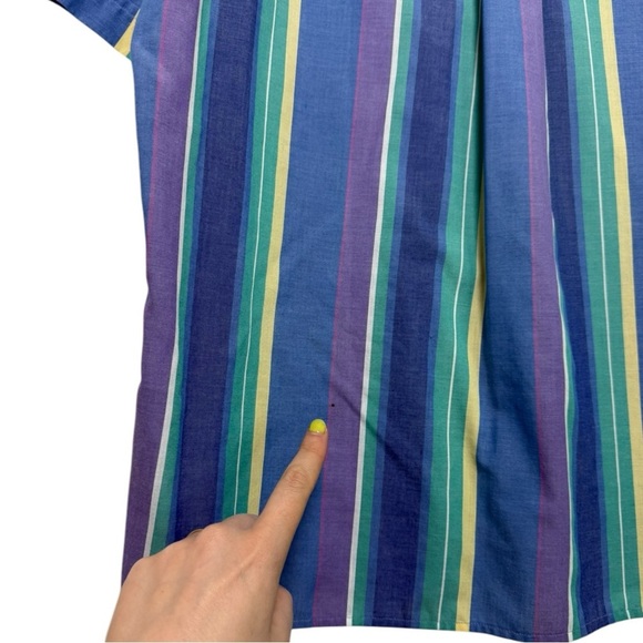Vintage 90s Striped Multicolor Button Down Shirt Size Medium Retro Preppy - Picture 6 of 7